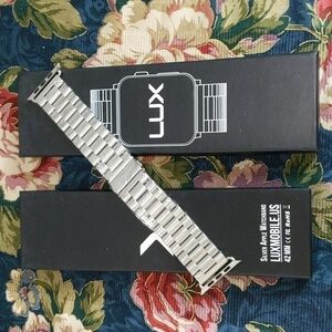 NWT Silver Stainless Steel Metal 42mm Apple Watch Band Lux Mobile